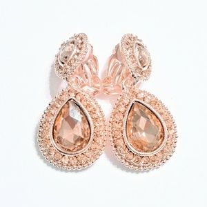 Vintage Rose Gold  Tear Drop Clip On Earrings